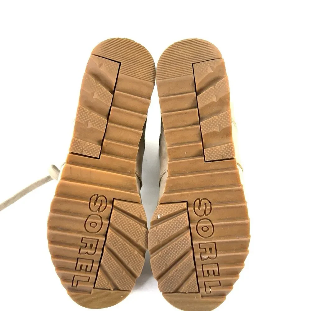 Womens Sorel Harlow Conquest Tan Leather WP Wedge Ankle Boots Size 9